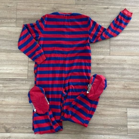 Nick & Nora Sock Monkey Red & Blue Striped Onesie Pajamas, Sz Small - Picture 9 of 14